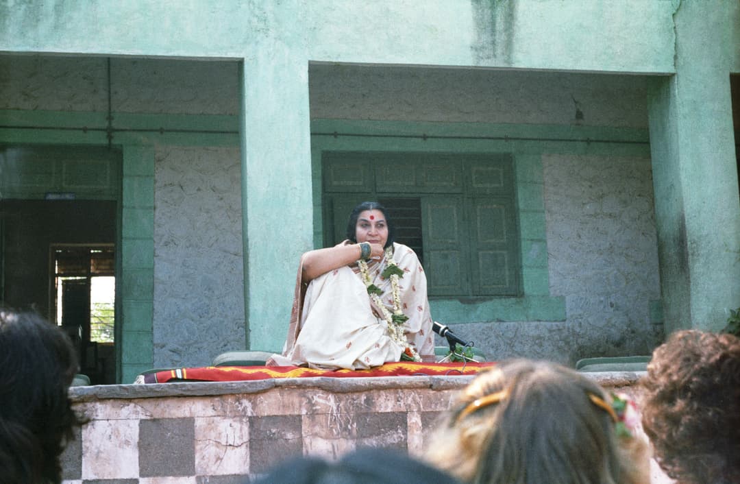 Shri Mataji teaching Sahaja Yoga